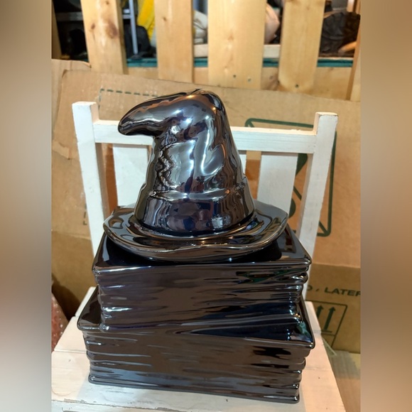 Rae Dunn Black Ceramic Witch Hat and Spell Books Decor - Picture 2 of 2